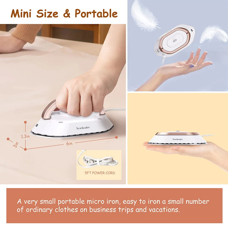 Mini plancha eléctrica para viajes y hogar con mango plegable
