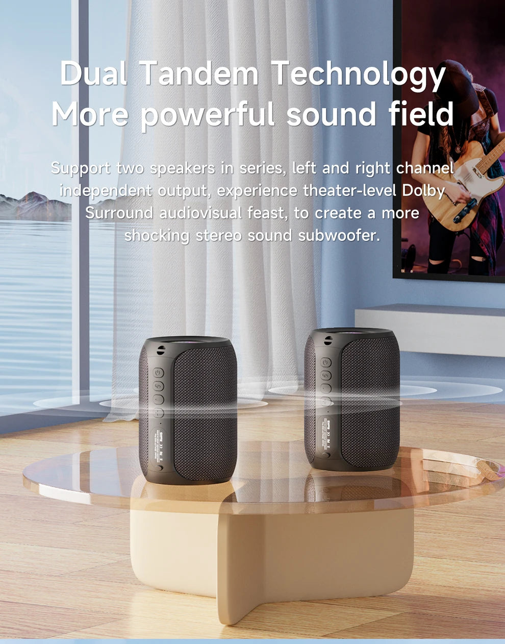 Altavoz Bluetooth para exteriores: graves potentes, luces LED, resistente al agua e inalámbrico