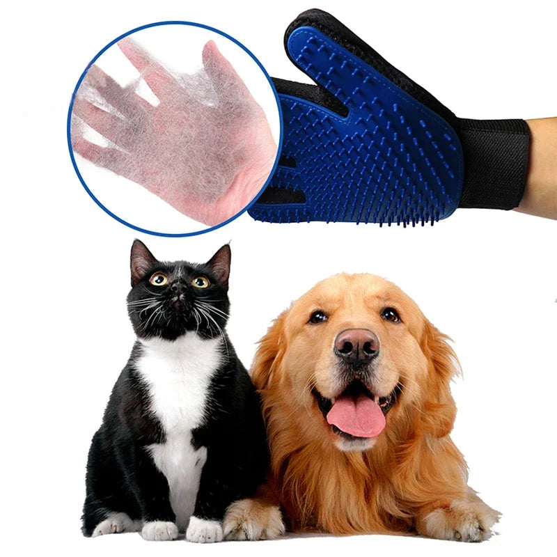Guantes de aseo para depilación: cepillo de silicona suave para bañar y despojar a las mascotas