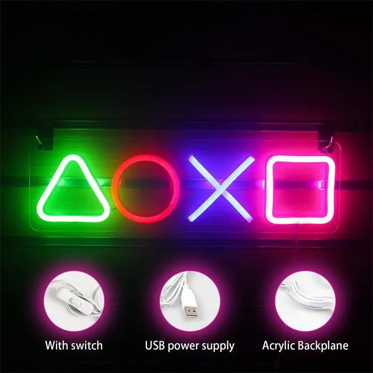Letrero de neón LED para juegos: luz de pared colgante para ambientar salas de jugadores y zonas de juego.