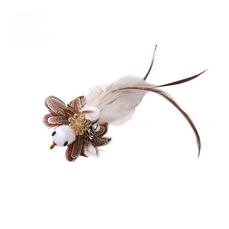 Juguete interactivo de caza para gatos: varita de plumas con campana y ventosa