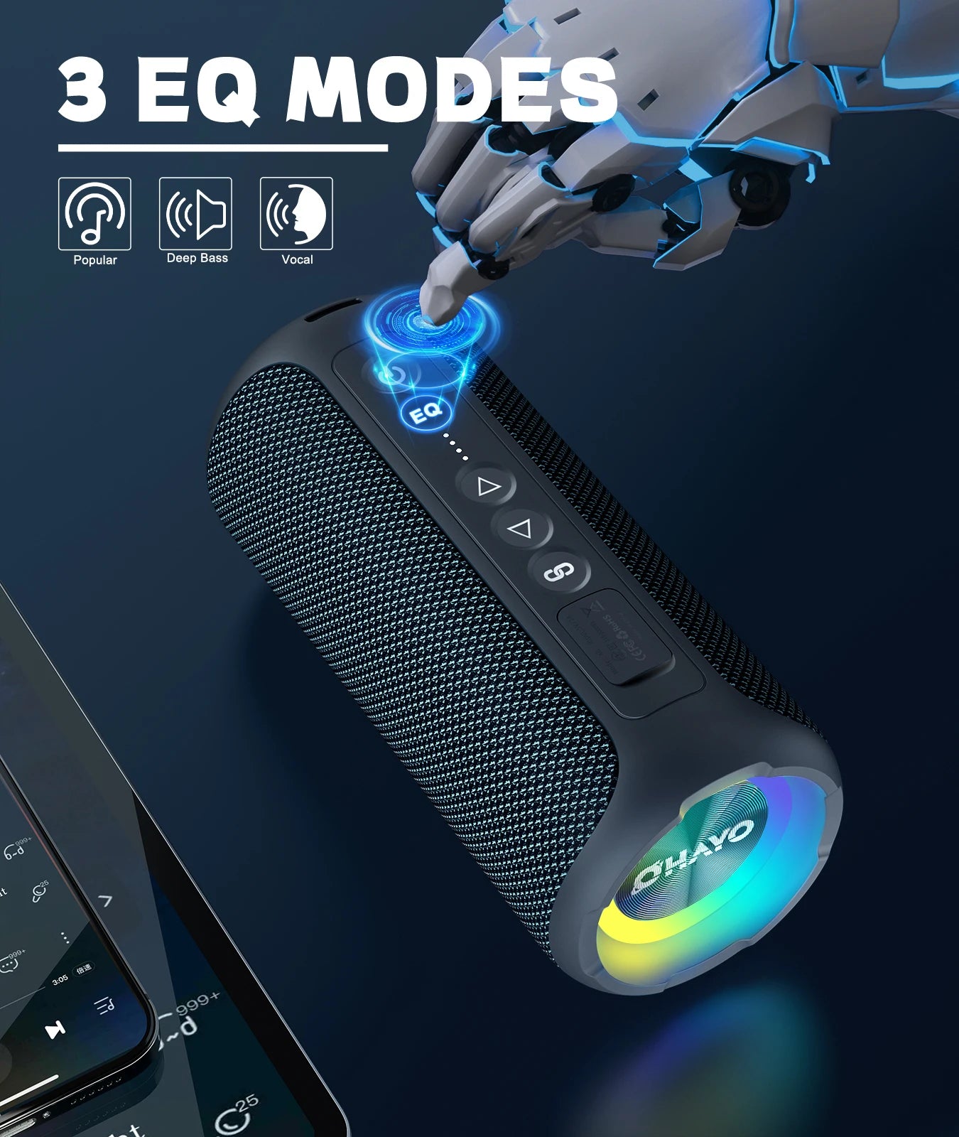 Altavoz Bluetooth portátil: graves profundos, batería de 30 horas, resistencia al agua IPX7 e inalámbrico
