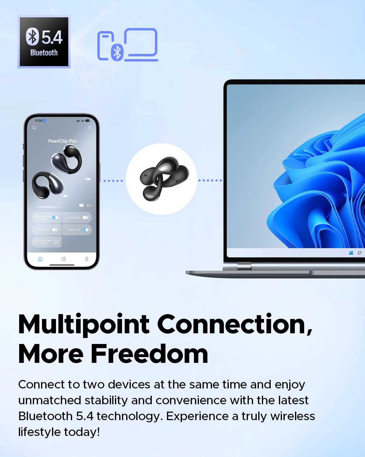 Audífonos multipunto SoundPEATS PearlClip ENC