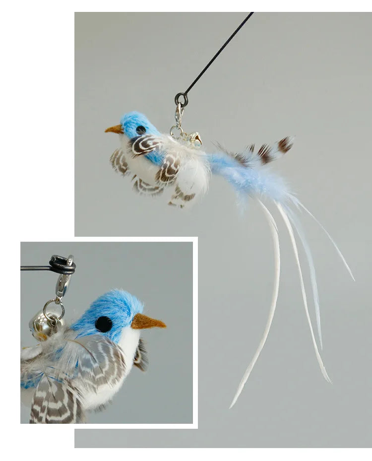 Juguete interactivo de caza para gatos: varita de plumas con campana y ventosa