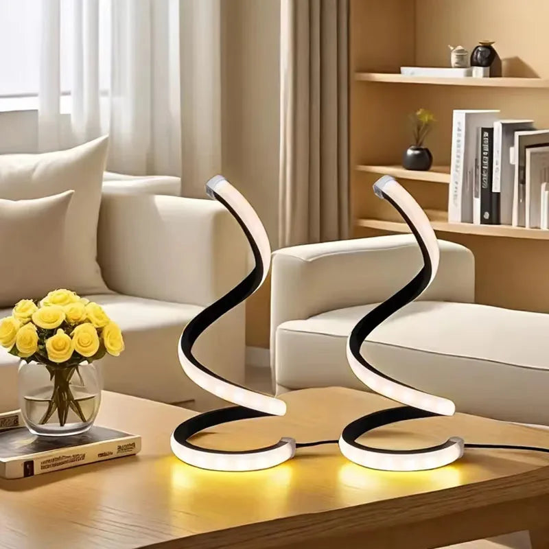 LumiSpiral – Lámpara LED moderna de noche y mesa (2025) para la decoración del hogar