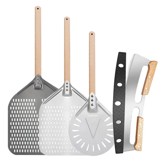 Non-Stick Pizza Peel – Aluminium Paddle with Holes & Detachable Handle