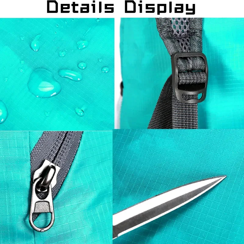 Mochila de viaje plegable ultraligera: impermeable y de gran capacidad para deportes al aire libre.