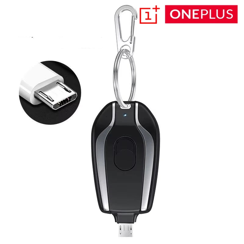 Minibatería externa con llavero ONEPLUS con puertos de carga rápida 3 en 1