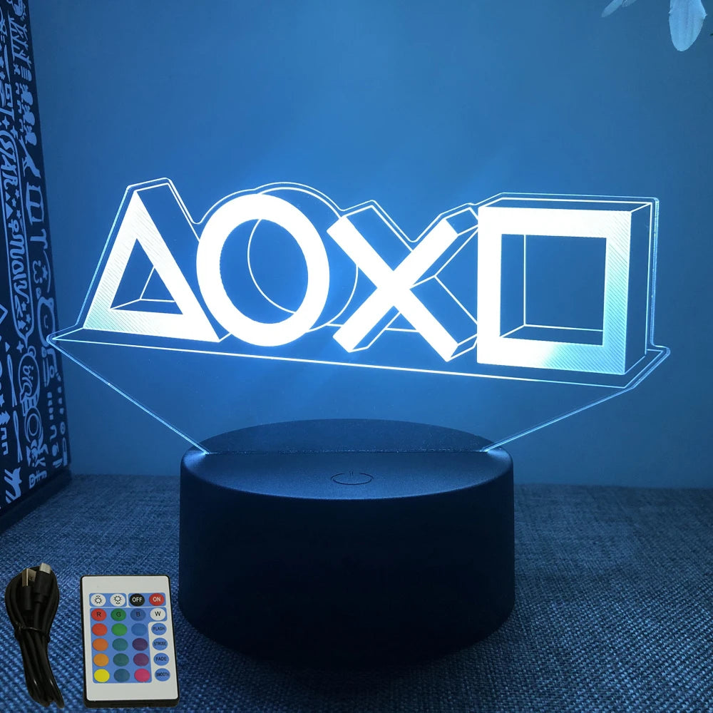 Lámpara LED 3D de neón para gamers: luz nocturna RGB para juegos, dormitorio o decoración de escritorio.