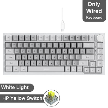 Teclado mecánico para juegos: inalámbrico/Bluetooth 5.1/USB-C, intercambiable en caliente, control de perilla, montaje con junta