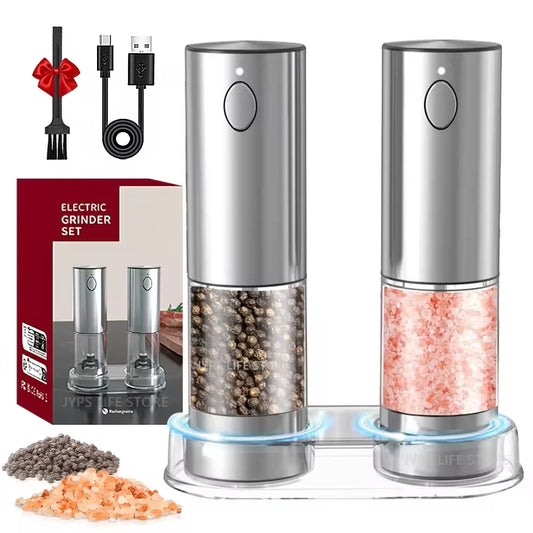 USB Rechargeable Electric Pepper Grinder – Stainless Steel Salt & Spice Mill with Adjustable Coarseness