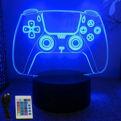 Lámpara LED 3D de neón para gamers: luz nocturna RGB para juegos, dormitorio o decoración de escritorio.