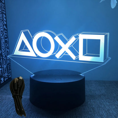 Lámpara LED 3D de neón para gamers: luz nocturna RGB para juegos, dormitorio o decoración de escritorio.