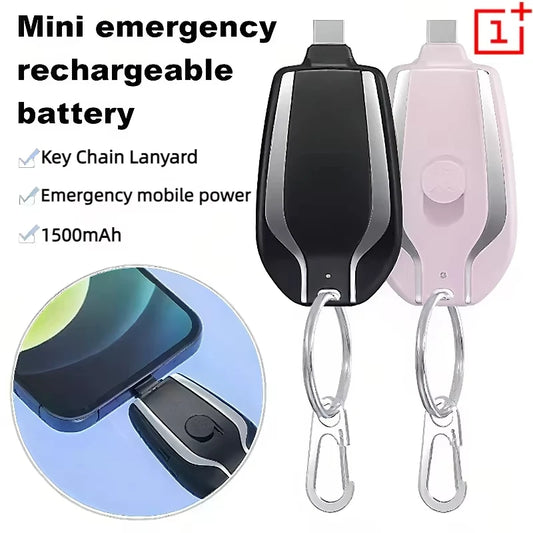 Minibatería externa con llavero ONEPLUS con puertos de carga rápida 3 en 1