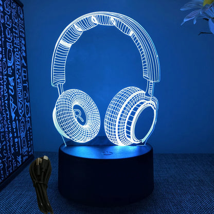 Lámpara LED 3D de neón para gamers: luz nocturna RGB para juegos, dormitorio o decoración de escritorio.