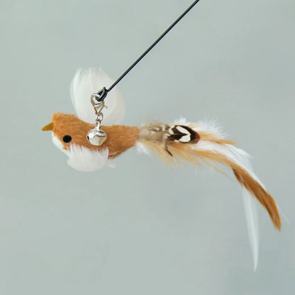 Juguete interactivo de caza para gatos: varita de plumas con campana y ventosa