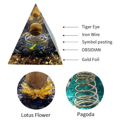 Pyramide d'énergie en cristal de 6 cm avec boule d'améthyste pour la méditation et l'équilibre