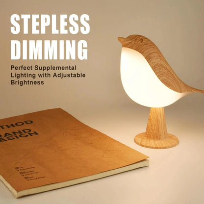 Luz nocturna LED portátil con forma de pájaro, control táctil y temperatura ajustable 