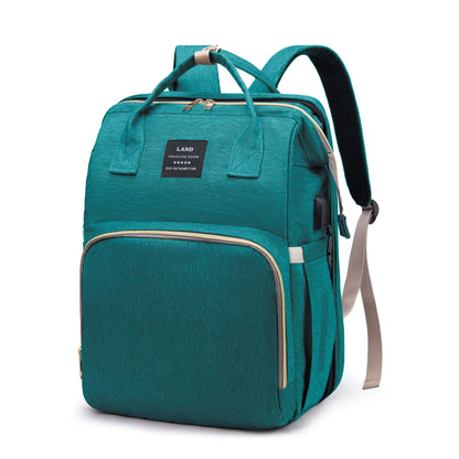 Bolsa de viaje todo en uno para mamá con cuna y almacenamiento de artículos esenciales para bebé