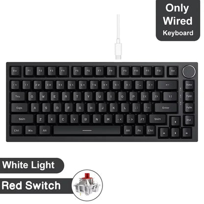 Teclado mecánico para juegos: inalámbrico/Bluetooth 5.1/USB-C, intercambiable en caliente, control de perilla, montaje con junta