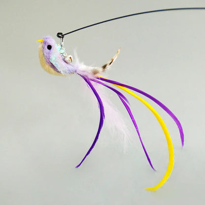 Juguete interactivo de caza para gatos: varita de plumas con campana y ventosa