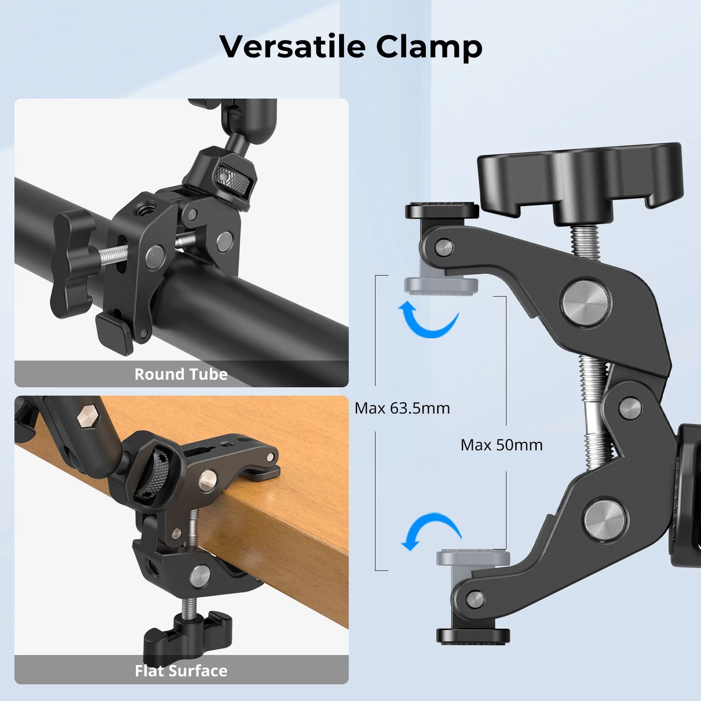 Trípode ajustable y soporte de brazo para teléfonos, cámaras web y cámaras de acción