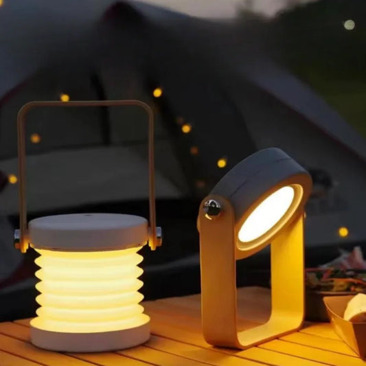 Creative Foldable LED Night Lamp – Portable Wood Handle Lantern & USB Rechargeable