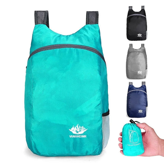 Mochila de viaje plegable ultraligera: impermeable y de gran capacidad para deportes al aire libre.