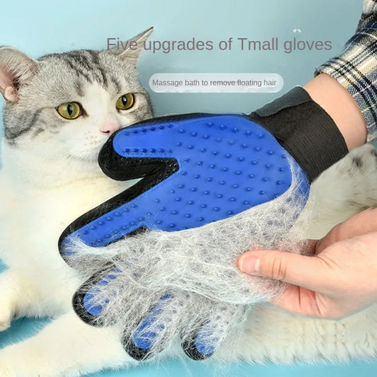 Guantes de aseo para depilación: cepillo de silicona suave para bañar y despojar a las mascotas