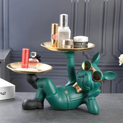 Bulldog Bravado: elegante estatua de perro de resina para decorar el hogar y la oficina
