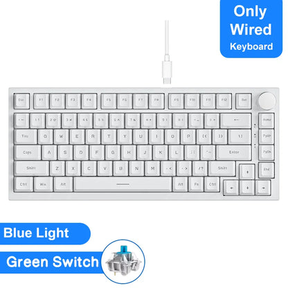 Teclado mecánico para juegos: inalámbrico/Bluetooth 5.1/USB-C, intercambiable en caliente, control de perilla, montaje con junta