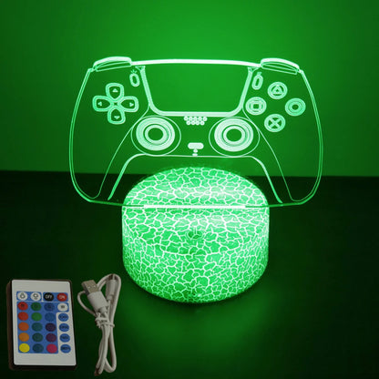 Lámpara LED 3D de neón para gamers: luz nocturna RGB para juegos, dormitorio o decoración de escritorio.