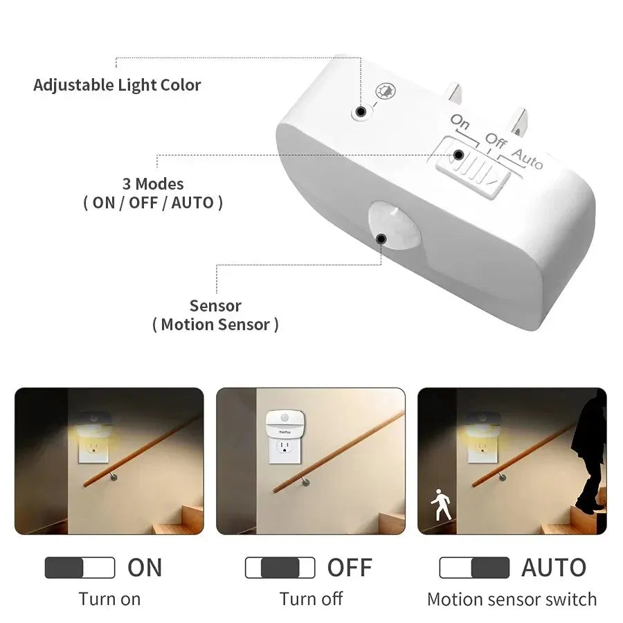 Wireless LED Night Lamp with Motion Sensor – Plug-In Lighting for Kids & Home