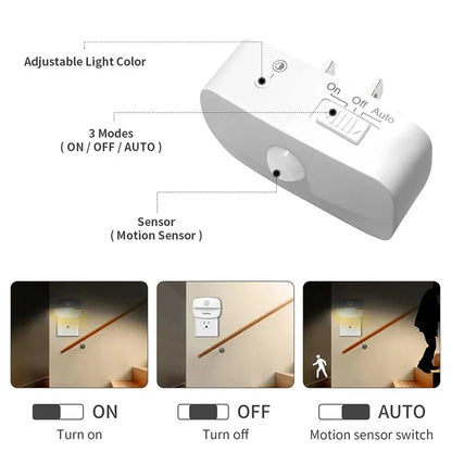 Wireless LED Night Lamp with Motion Sensor – Plug-In Lighting for Kids & Home