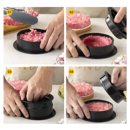 Molde antiadherente 3 en 1 para prensar hamburguesas: hamburguesas perfectas 