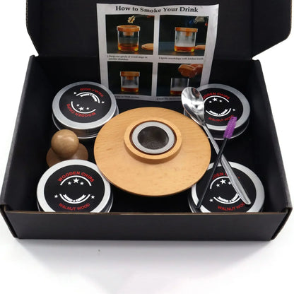 Kit de tapa para ahumador de whisky: tapa de madera para ahumar cócteles, vinos y creaciones de bar