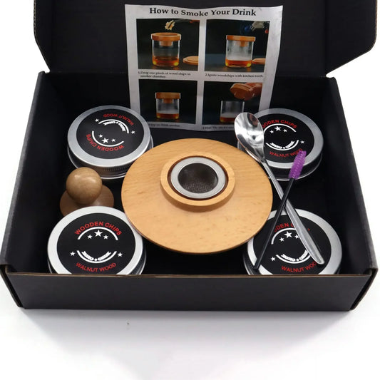 Kit de tapa para ahumador de whisky: tapa de madera para ahumar cócteles, vinos y creaciones de bar