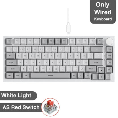 Teclado mecánico para juegos: inalámbrico/Bluetooth 5.1/USB-C, intercambiable en caliente, control de perilla, montaje con junta