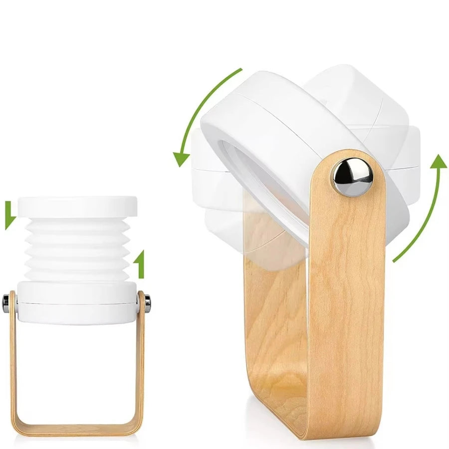 Creative Foldable LED Night Lamp – Portable Wood Handle Lantern & USB Rechargeable