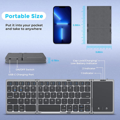 Teclado Bluetooth plegable Seenda: inalámbrico, recargable y portátil para PC, Mac, iOS, Android y Windows.